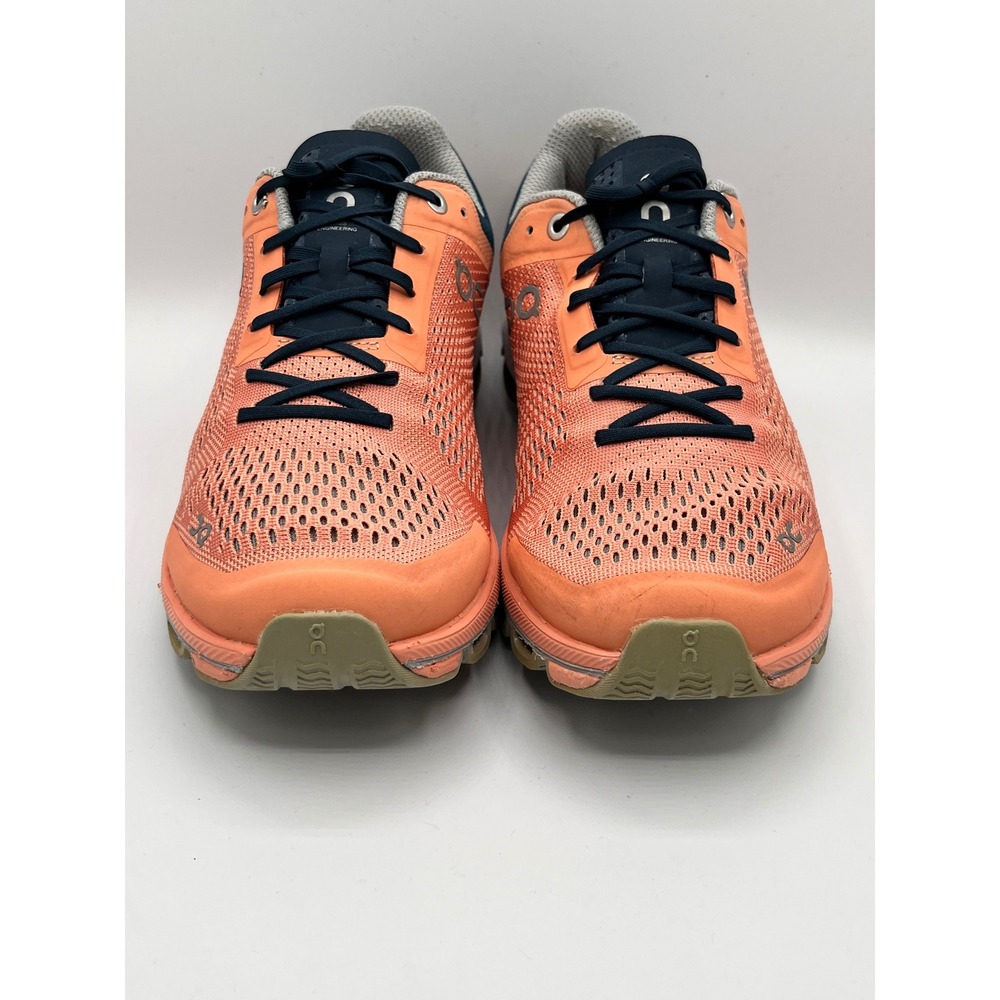 On Running Cloudflow Womens 8.5 Coral Navy Orange Mesh Running Shoes Sneakers